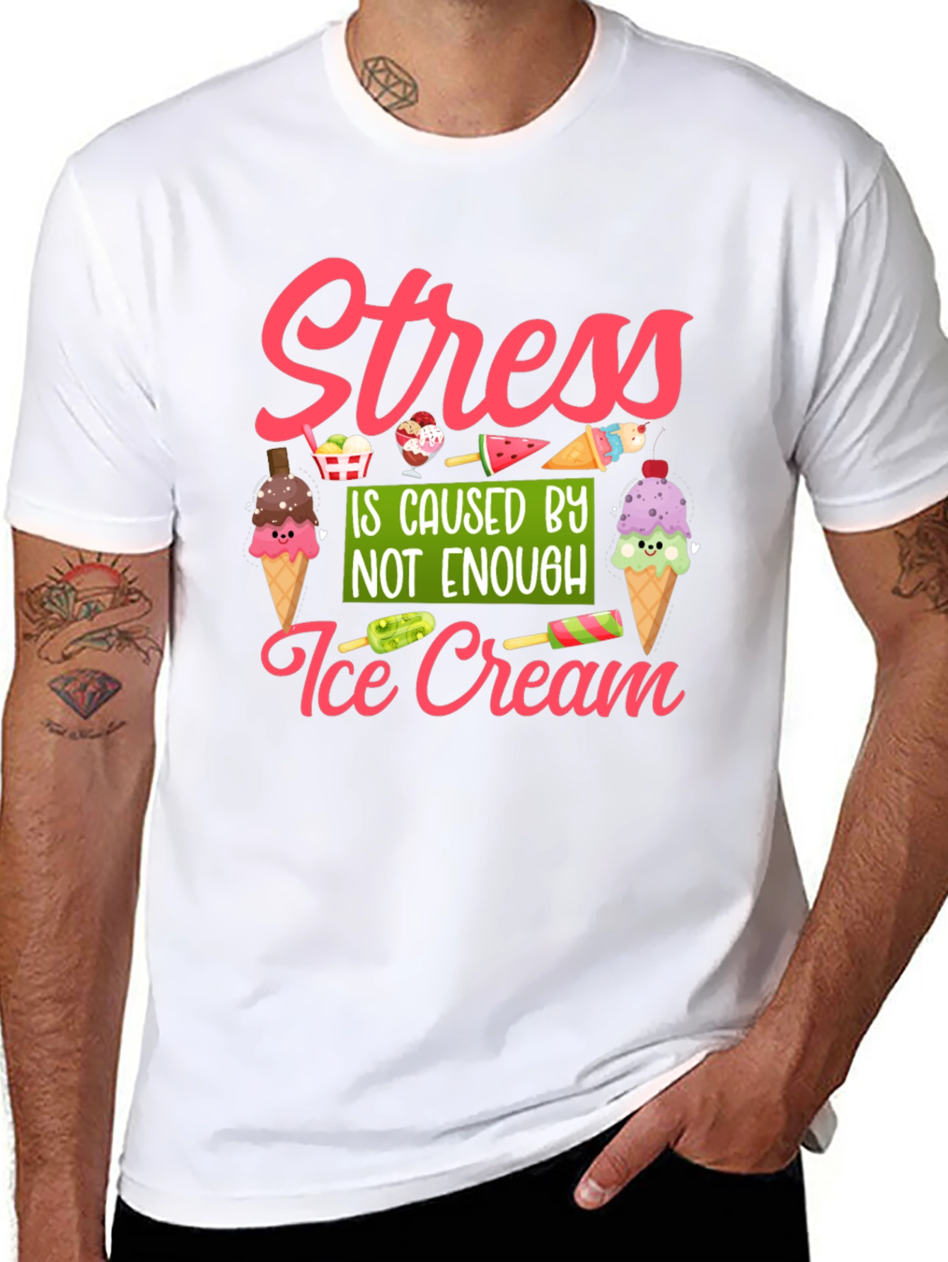 Stress Ice Cream T-Shirt - Unisex Black Tee