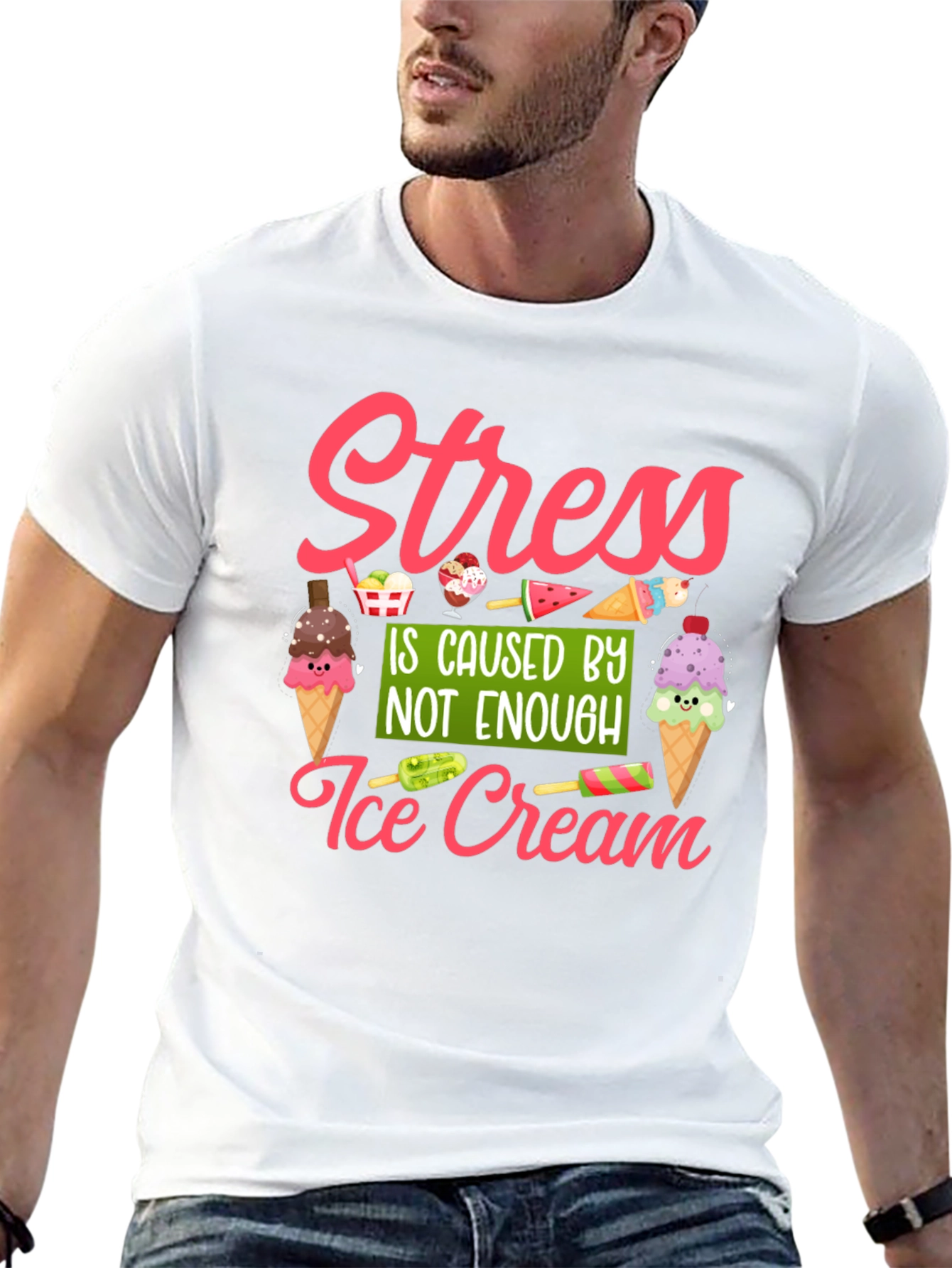 Stress Ice Cream T-Shirt - Unisex Black Tee