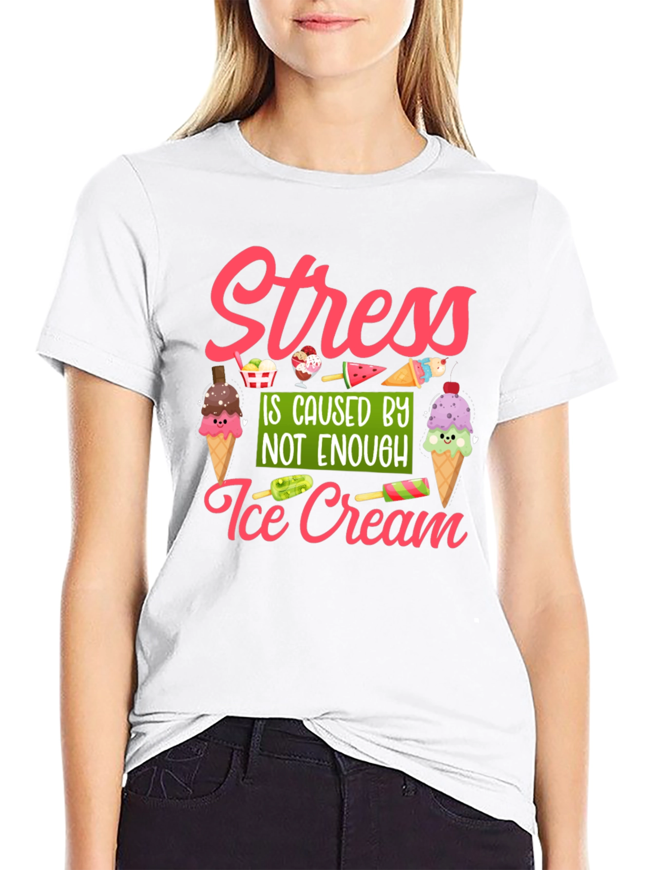 Stress Ice Cream T-Shirt - Unisex Black Tee