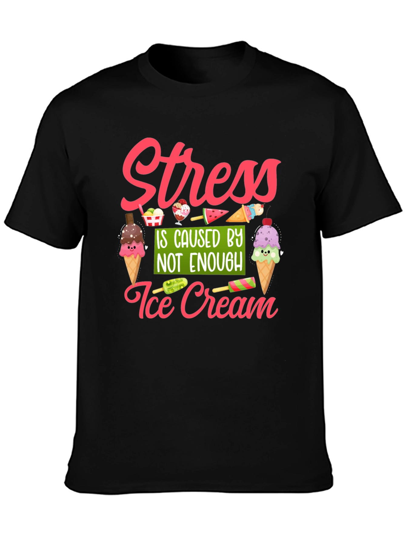 Stress Ice Cream T-Shirt - Unisex Black Tee