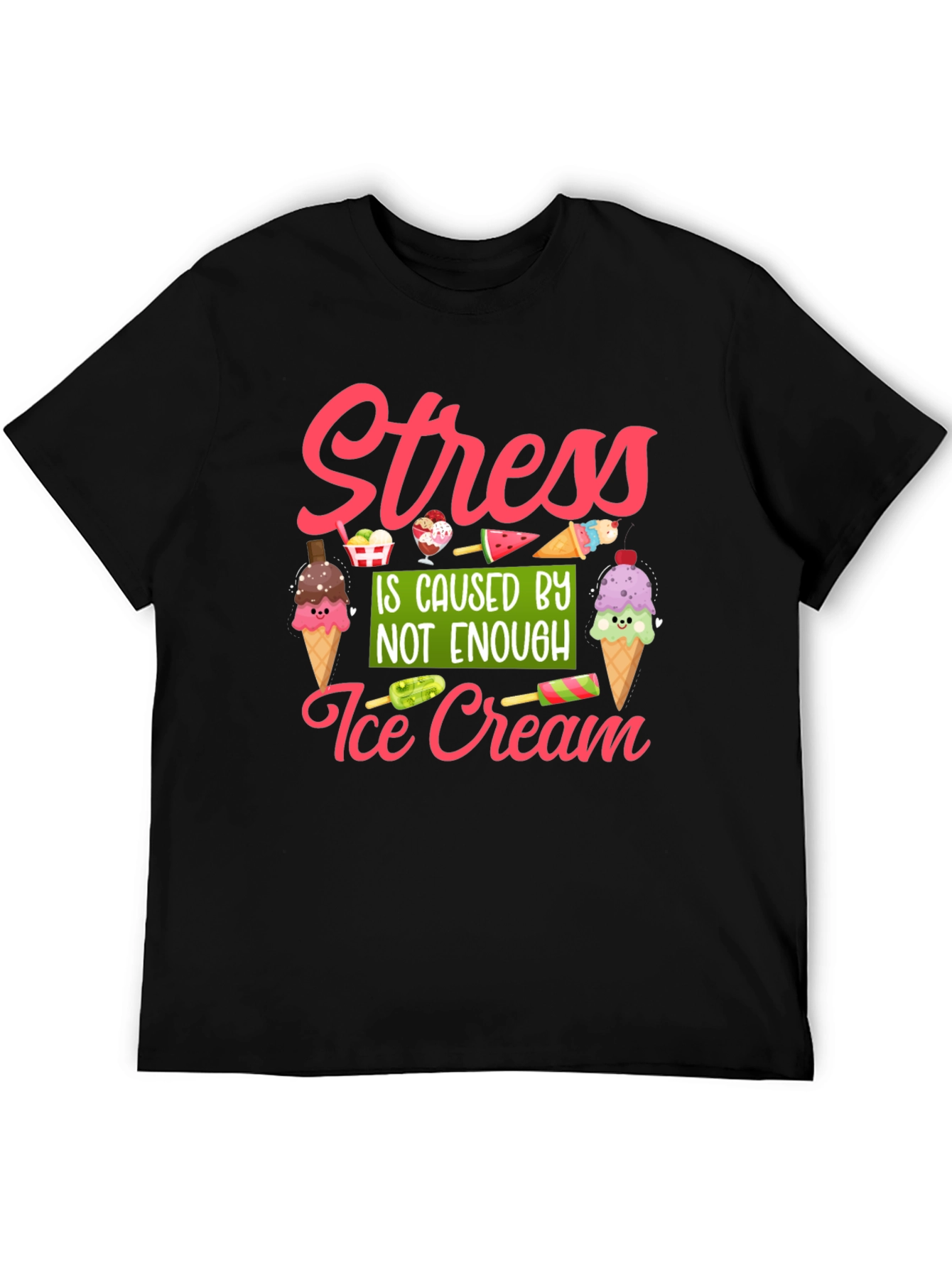 Stress Ice Cream T-Shirt - Unisex Black Tee