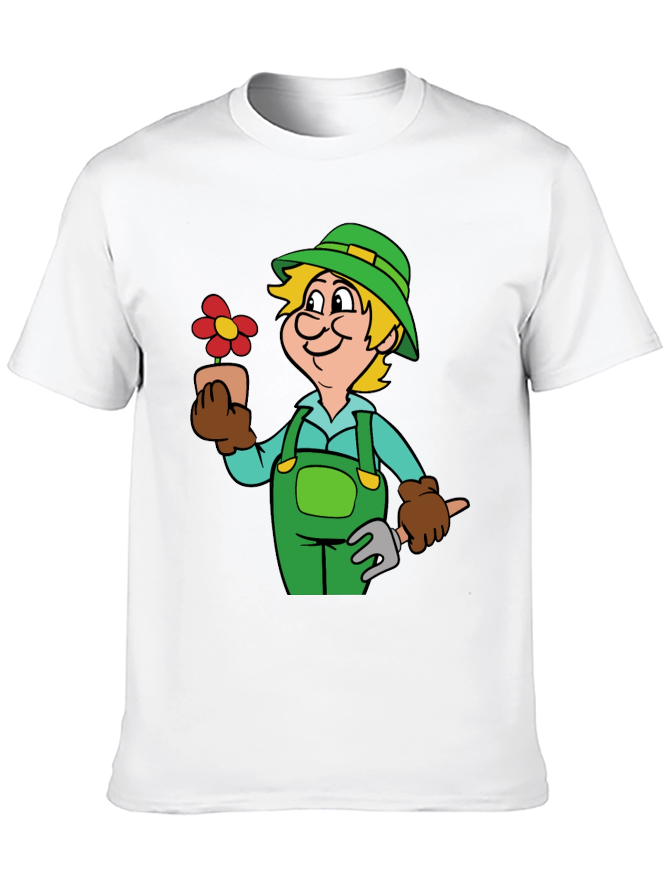 Gardener Cartoon Graphic T-Shirt Black