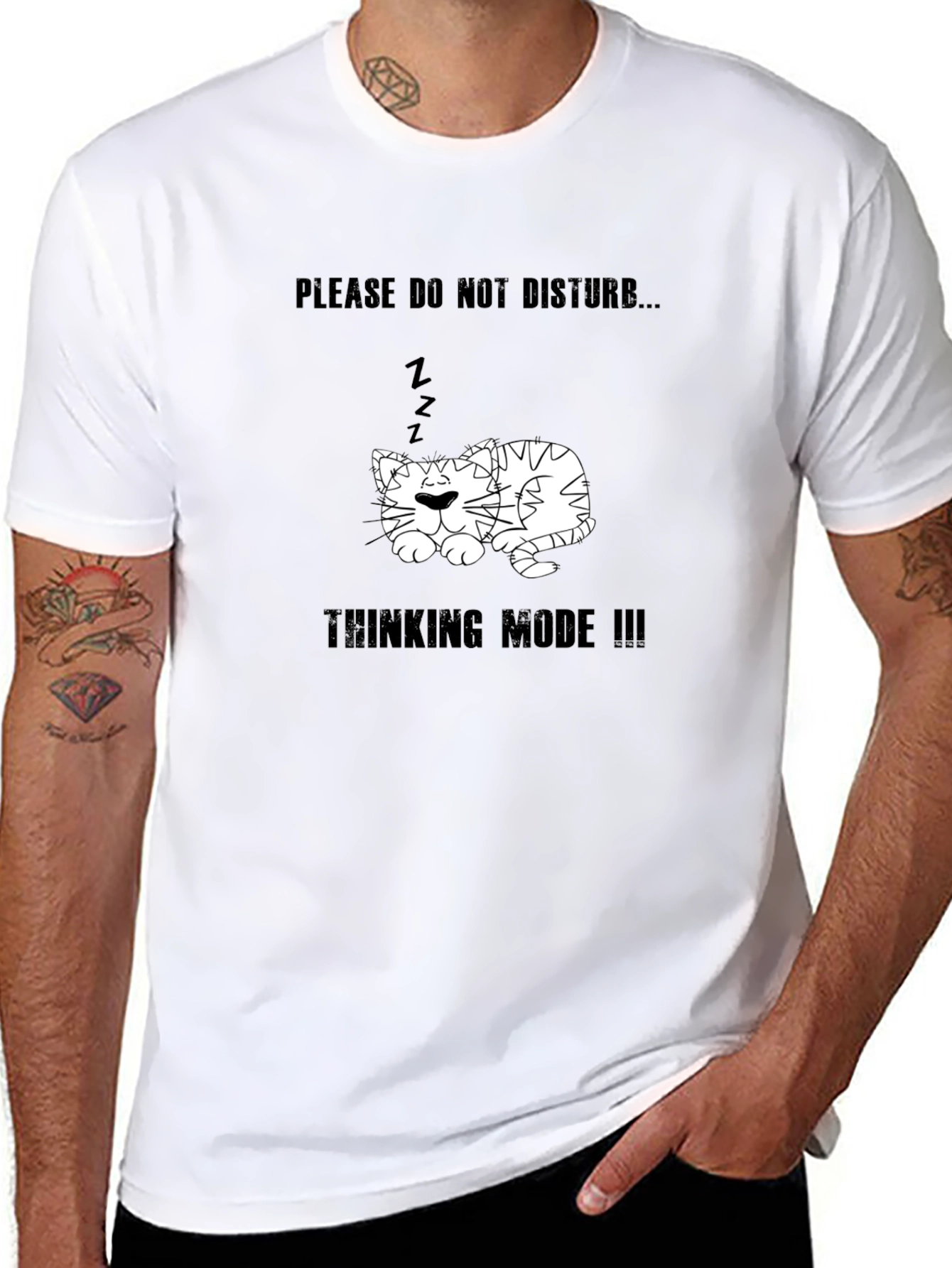 Thinking Mode Cat T-Shirt - Please Do Not Disturb