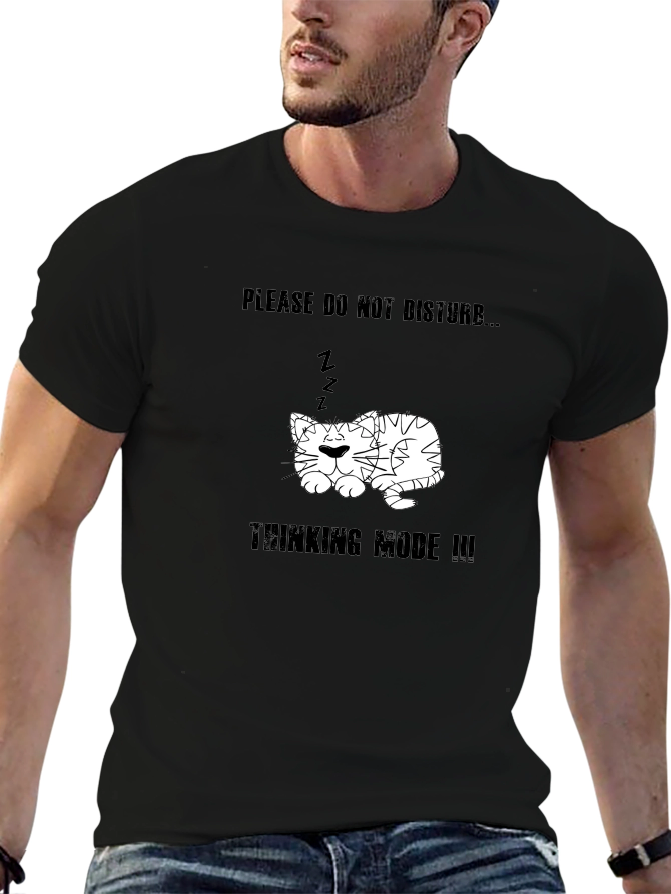Thinking Mode Cat T-Shirt - Please Do Not Disturb