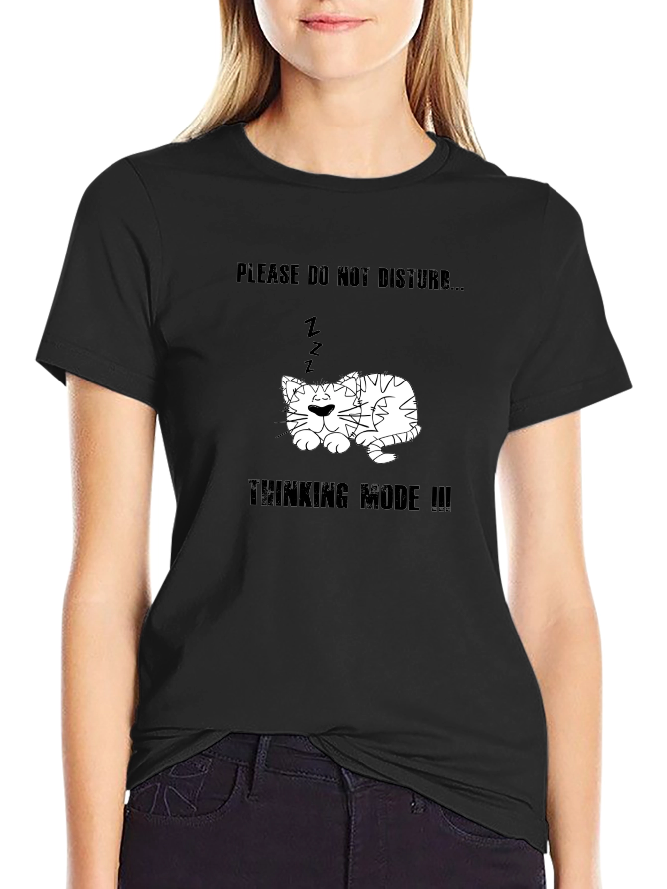 Thinking Mode Cat T-Shirt - Please Do Not Disturb