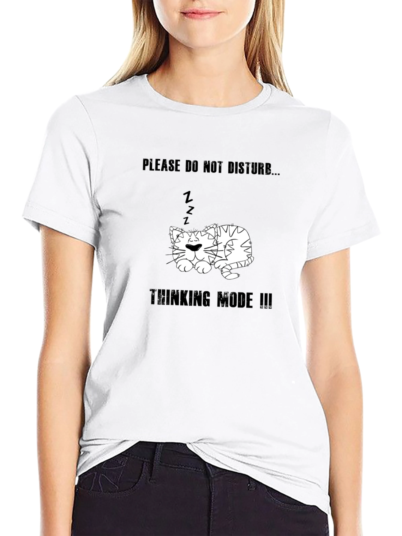 Thinking Mode Cat T-Shirt - Please Do Not Disturb