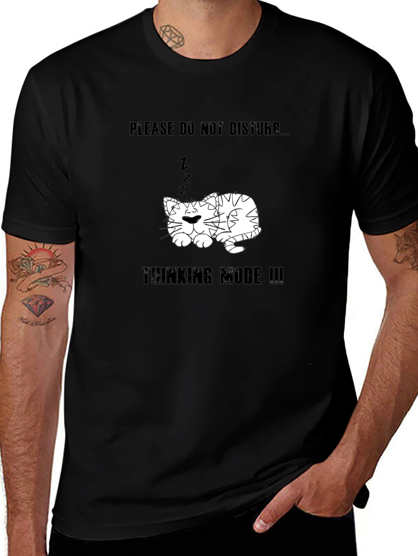 Thinking Mode Cat T-Shirt - Please Do Not Disturb