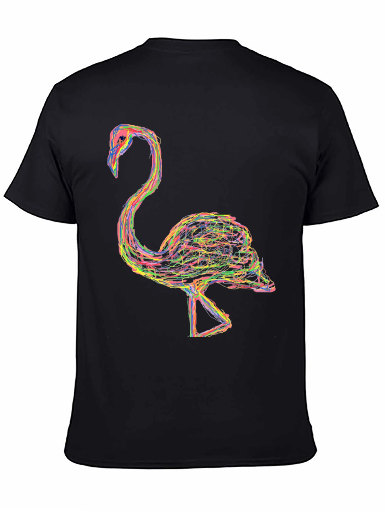 Vivid Flamingo Graphic Tee - Black Cotton Comfort