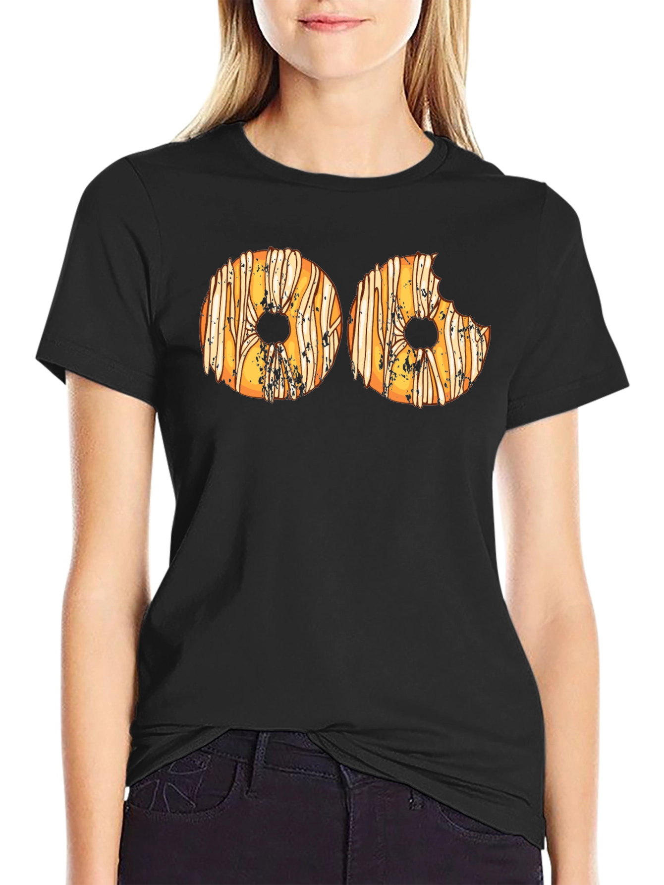Donut Graphic Print T-Shirt - Novelty Tee