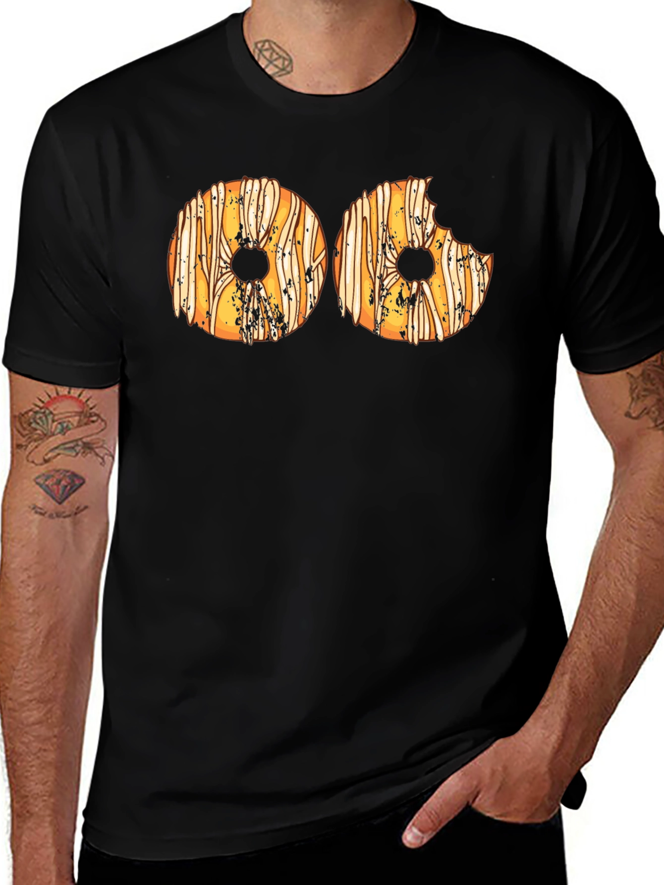 Donut Graphic Print T-Shirt - Novelty Tee