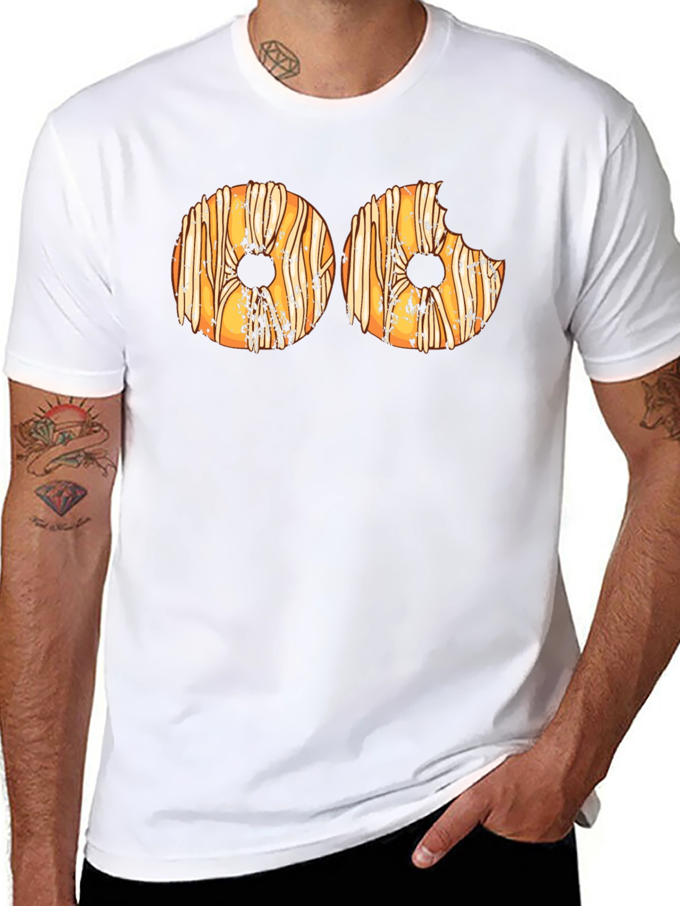 Donut Graphic Print T-Shirt - Novelty Tee