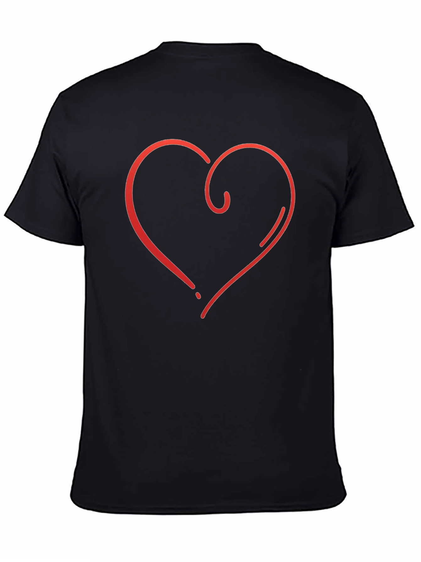 Stylish Black Tee with Red Heart Graphic