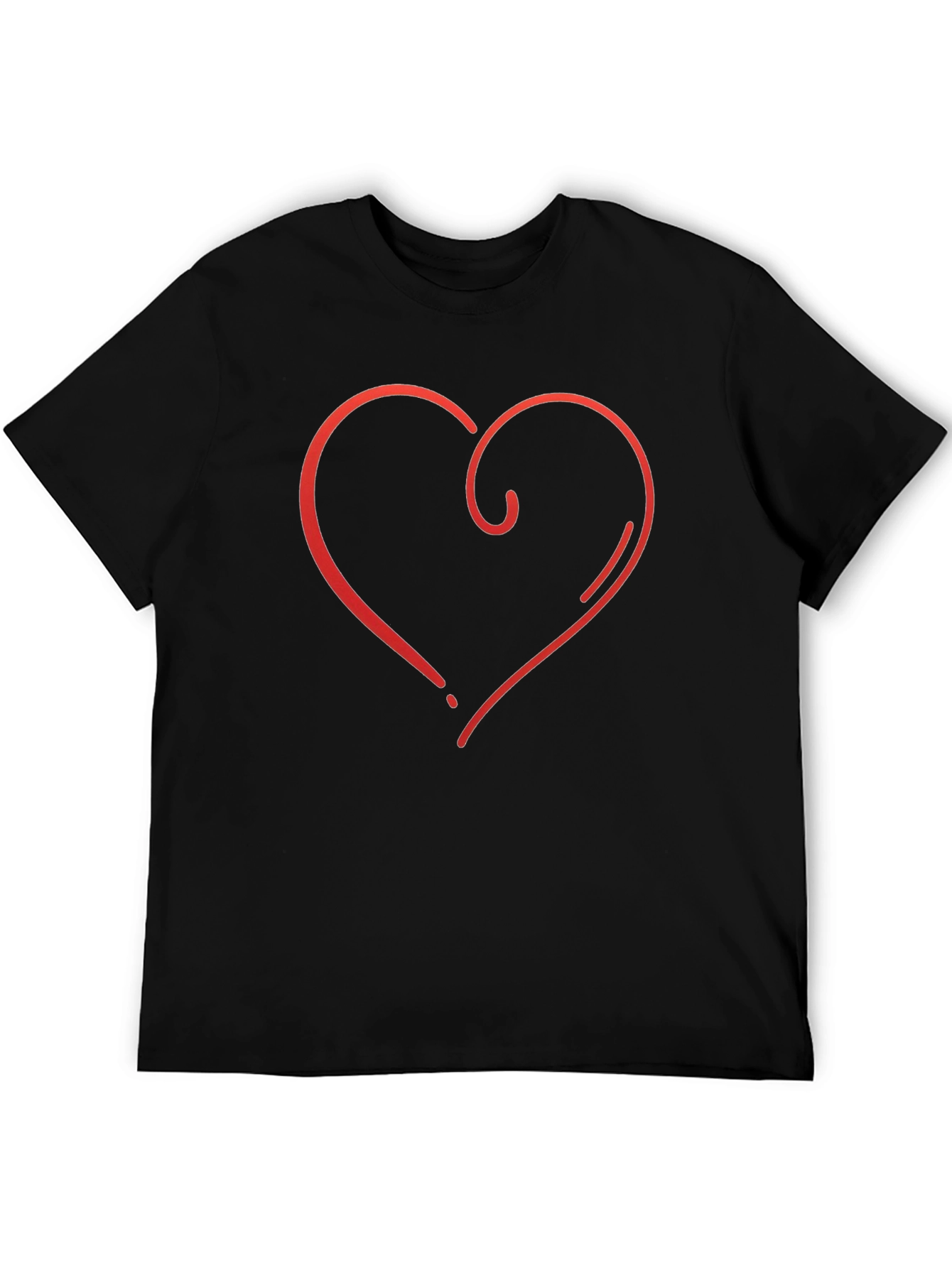 Stylish Black Tee with Red Heart Graphic