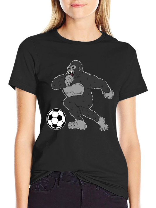 Gorilla Soccer Fan T-Shirt - Black Graphic Tee