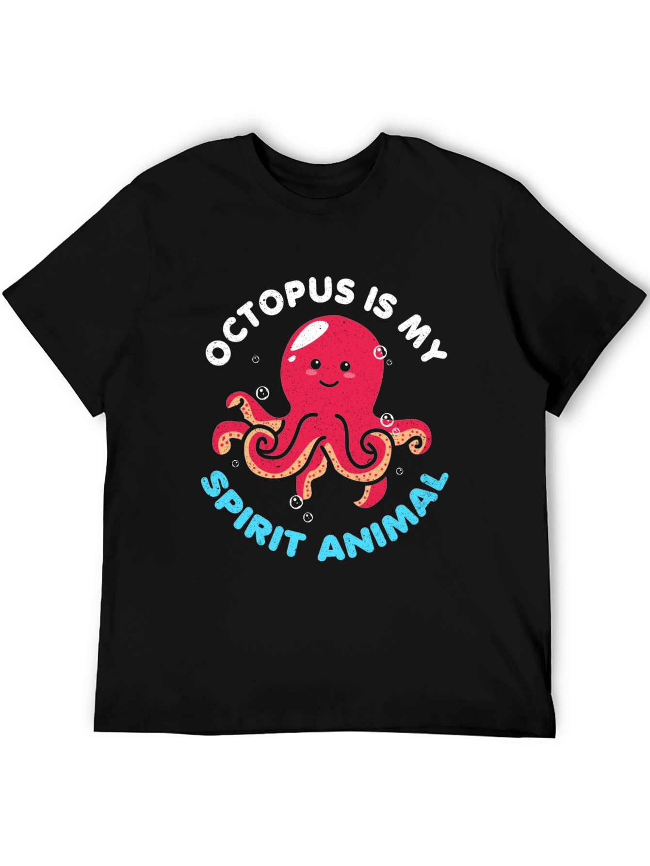 Octopus Spirit Animal Graphic Tee - Black Cotton T-Shirt