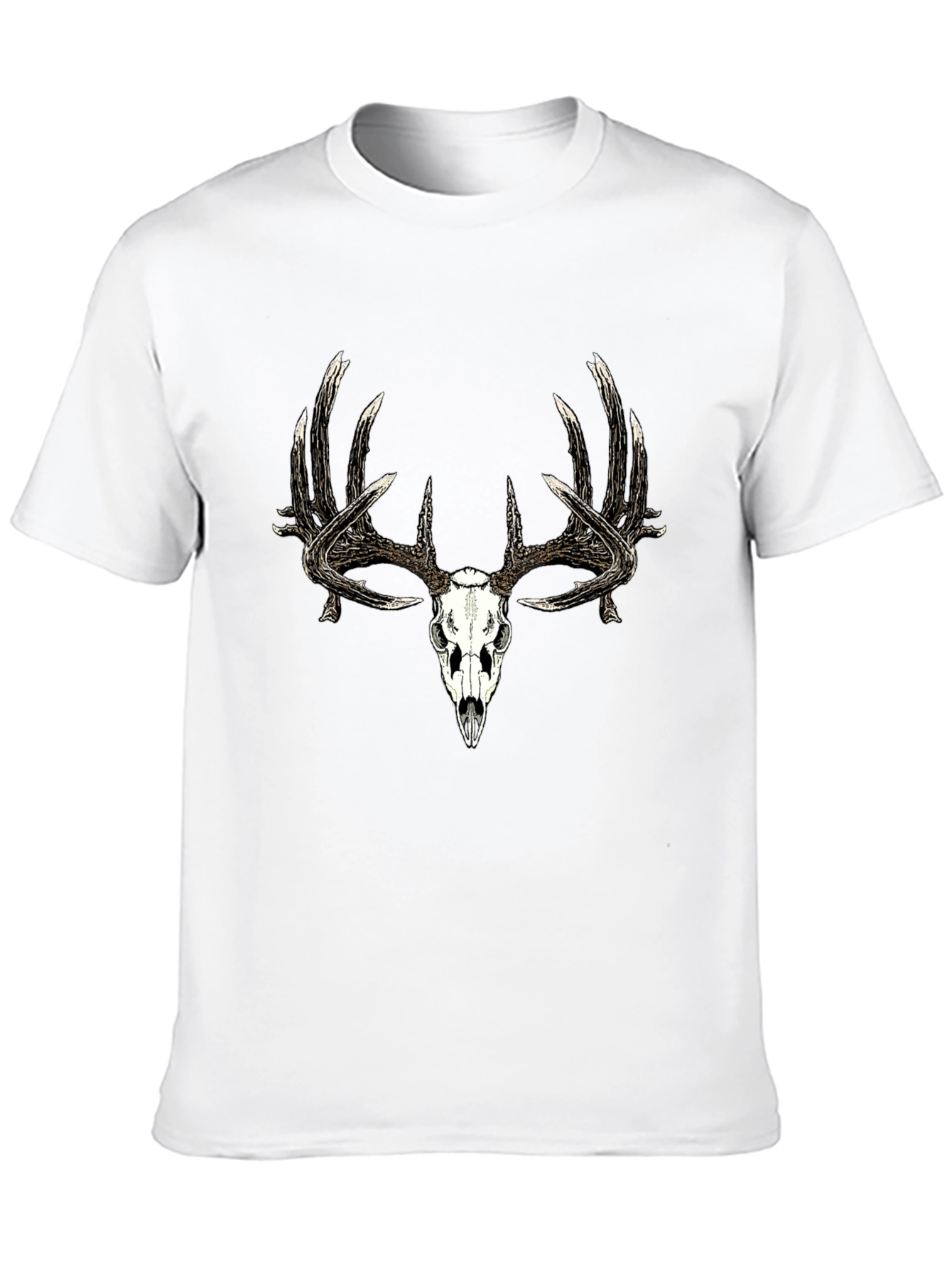 Mens Black Deer Skull Graphic T-Shirt