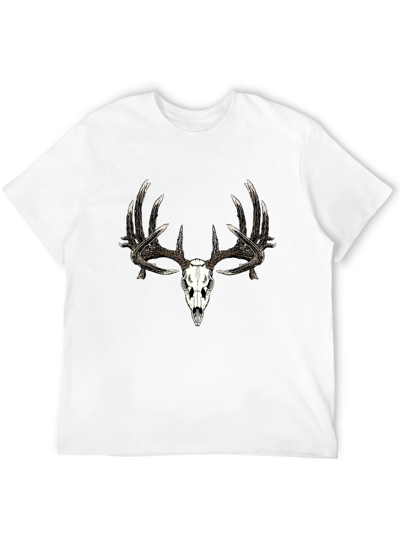 Mens Black Deer Skull Graphic T-Shirt