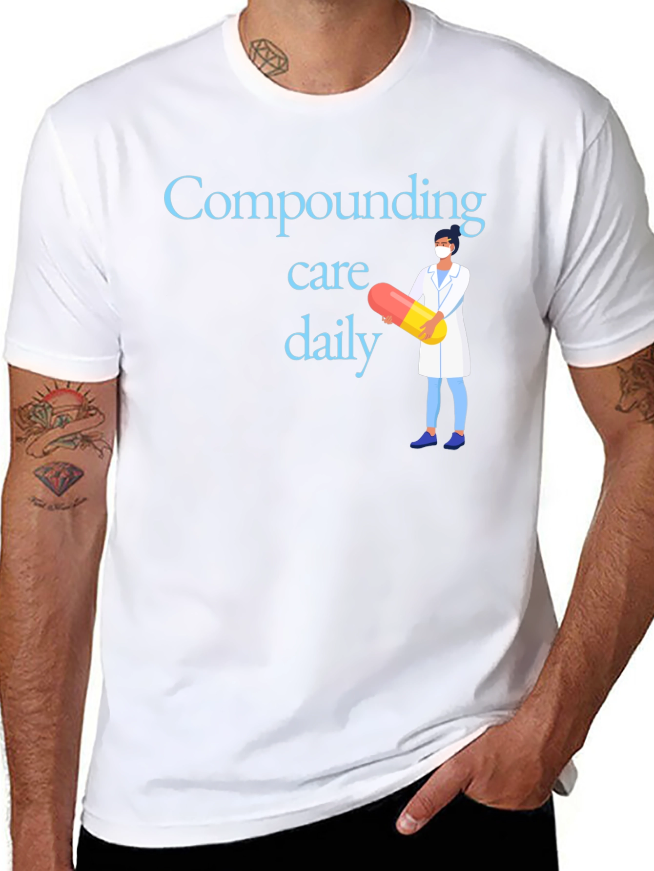Compounding Care Daily T-Shirt - Medical Professional Design