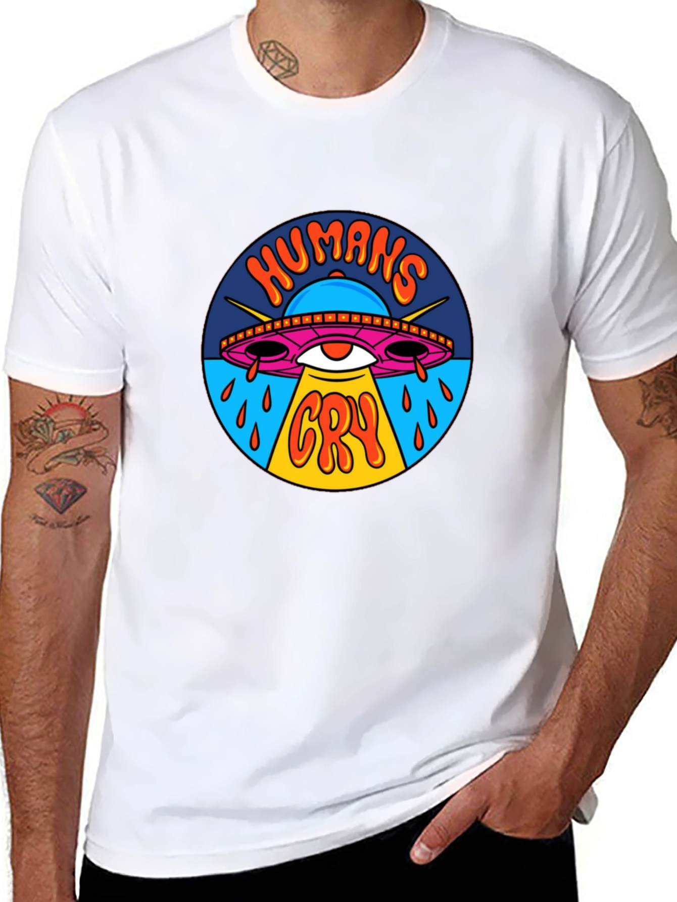 Humans Cry UFO Graphic Tee - Black