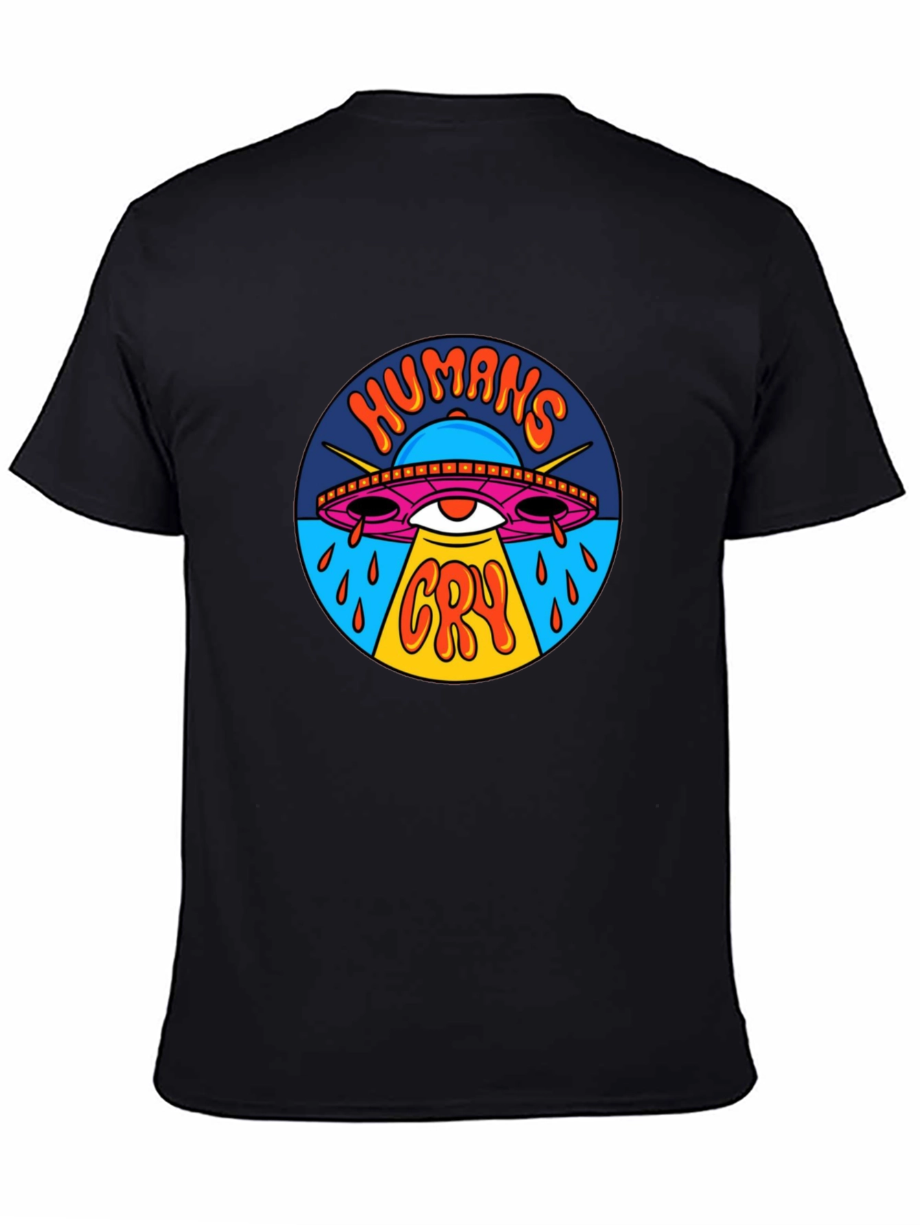 Humans Cry UFO Graphic Tee - Black
