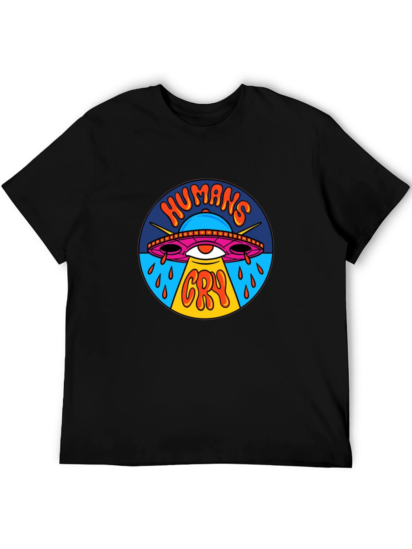 Humans Cry UFO Graphic Tee - Black