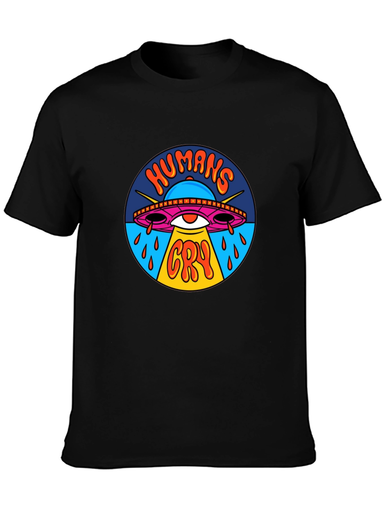 Humans Cry UFO Graphic Tee - Black