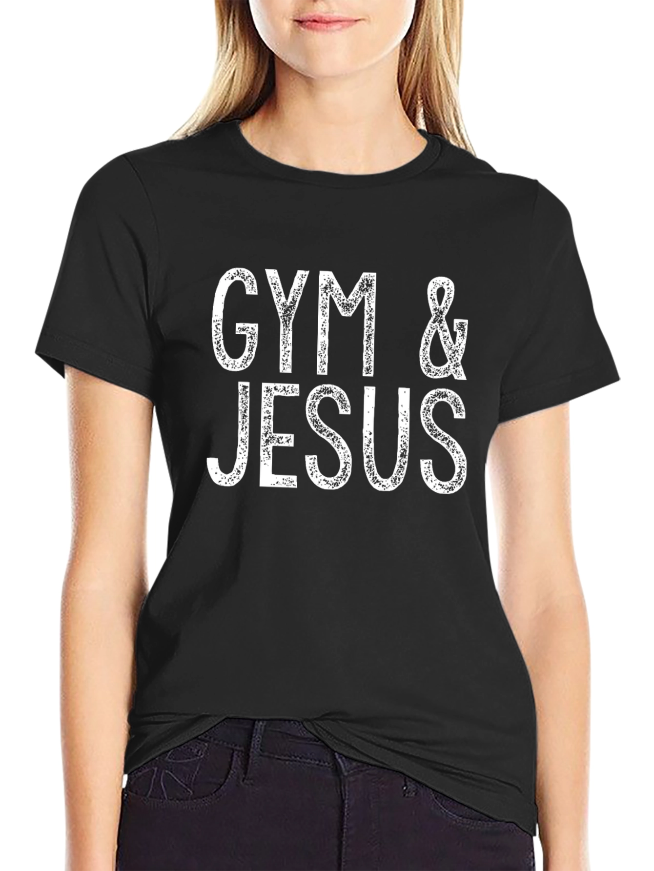 Gym & Jesus Graphic Tee - Black