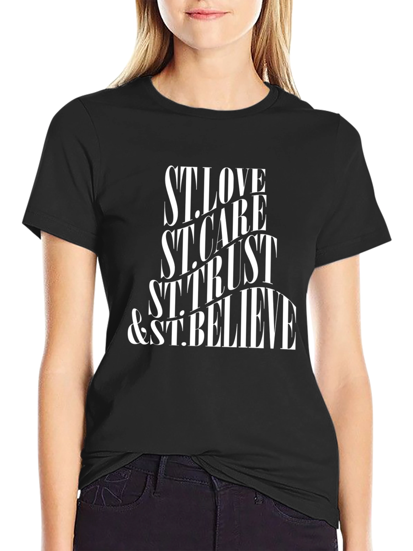 St. Love Care Trust & Believe Black Graphic Tee