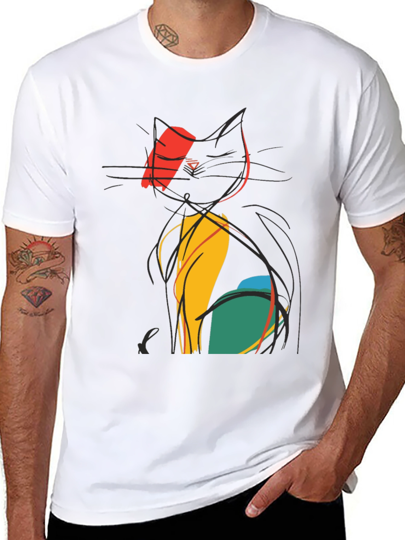 Abstract Cat Tee - Artistic Graphic Print