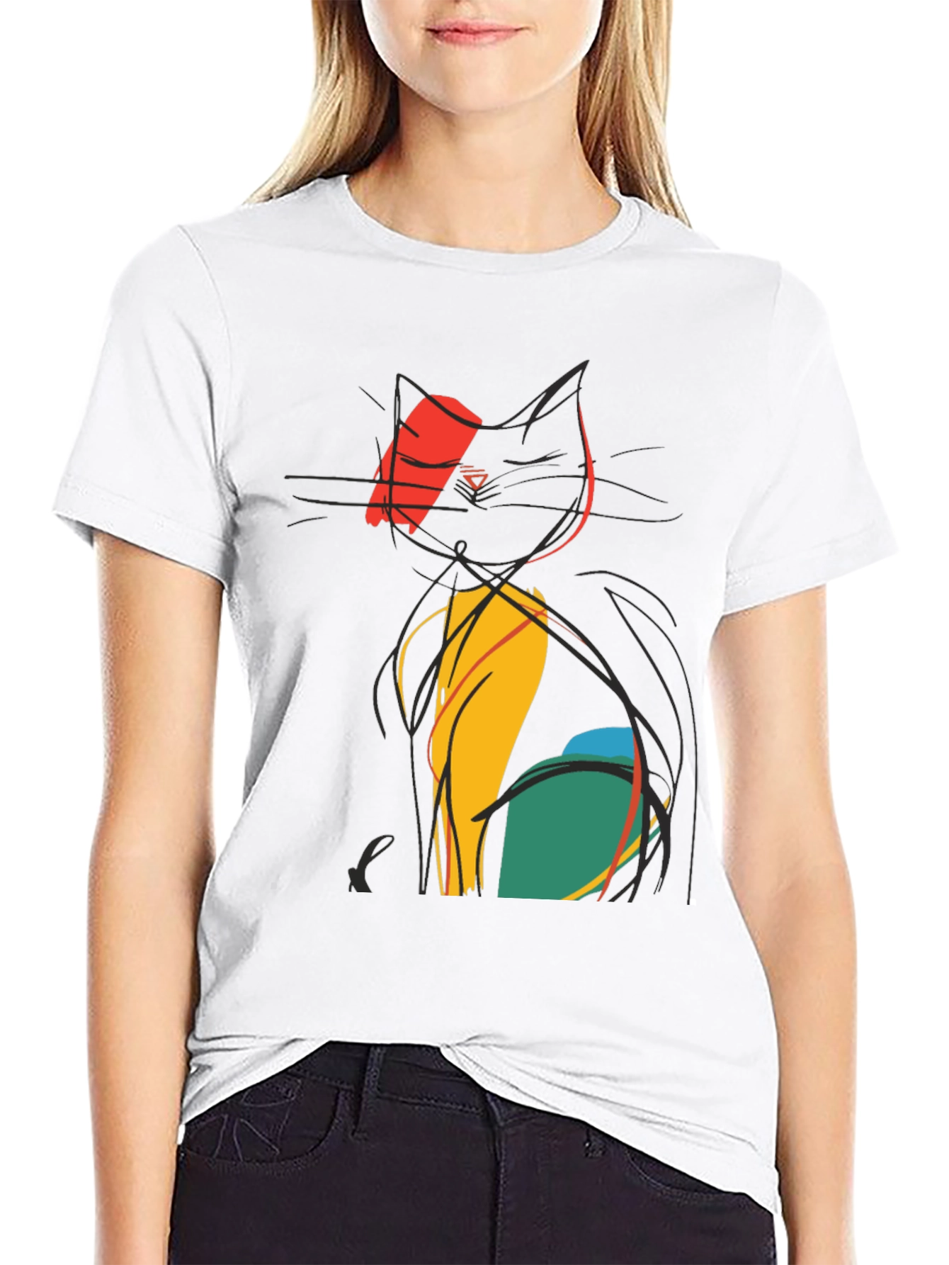 Abstract Cat Tee - Artistic Graphic Print