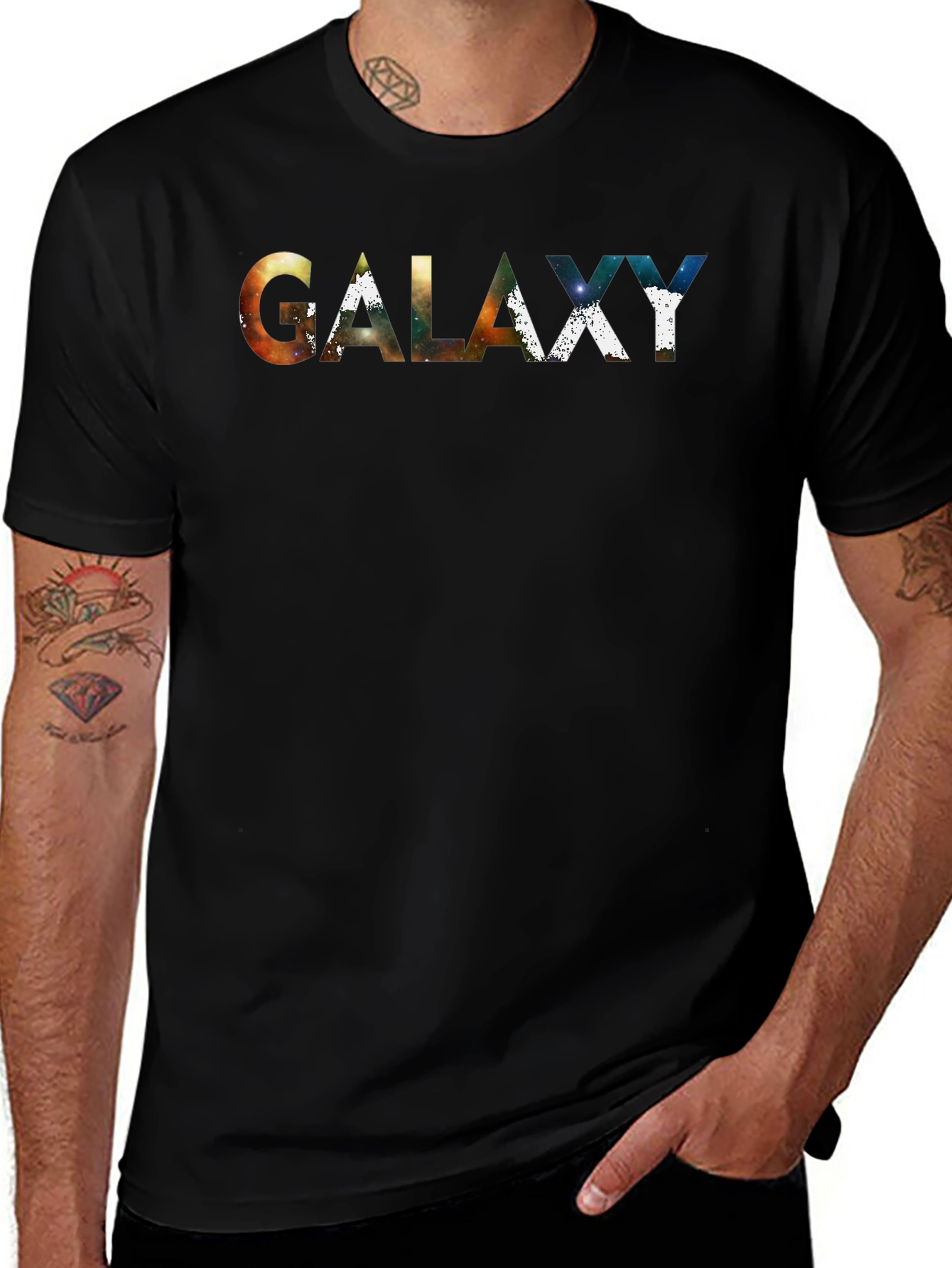 Galaxy Print Crew Neck T-Shirt - Space Design Tee