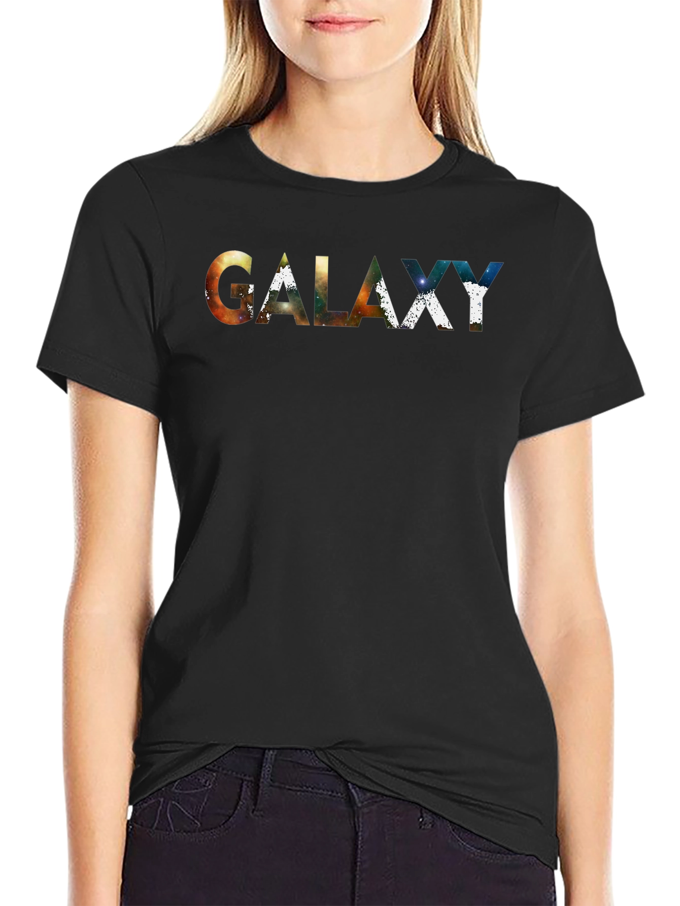 Galaxy Print Crew Neck T-Shirt - Space Design Tee