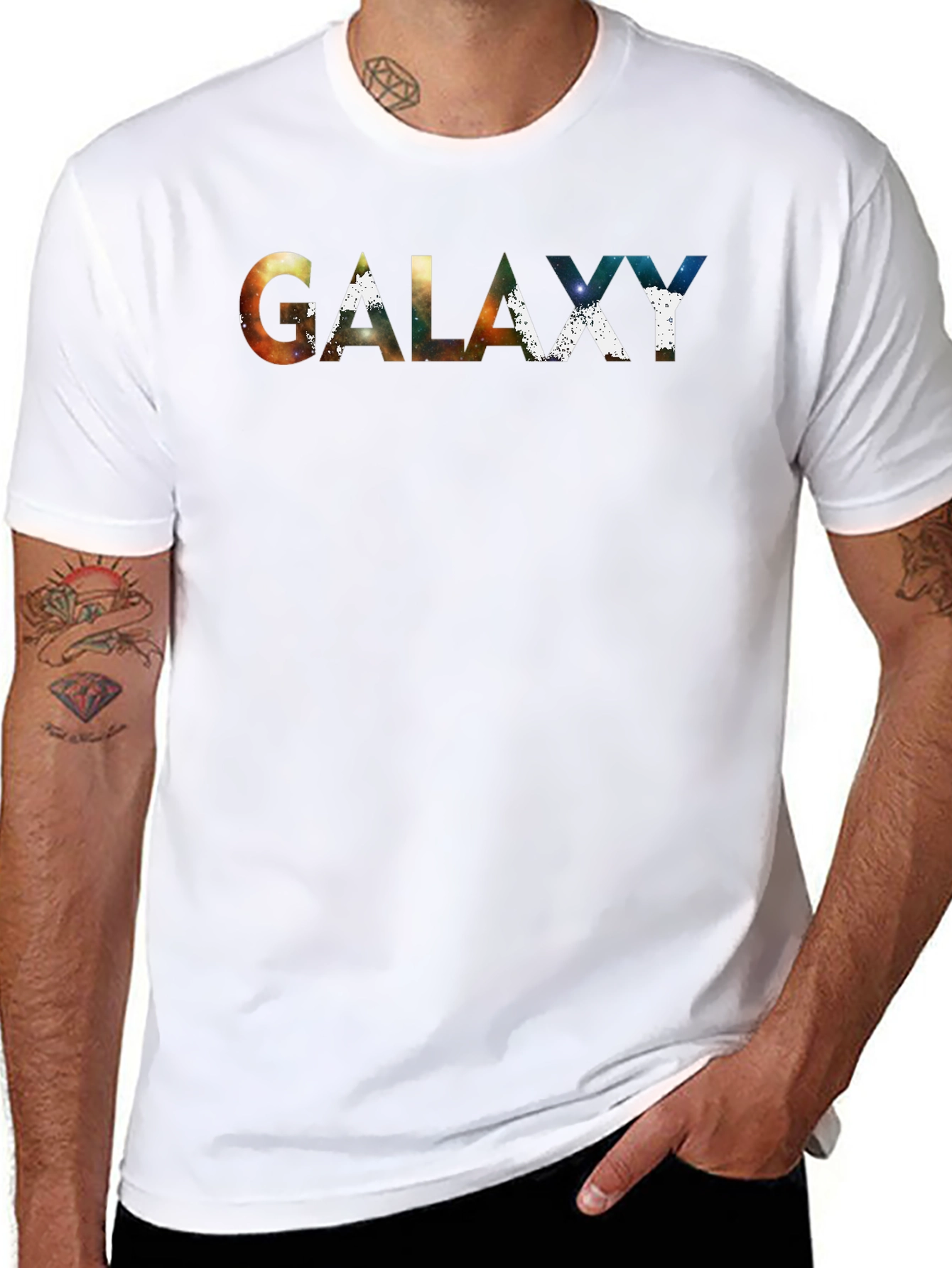 Galaxy Print Crew Neck T-Shirt - Space Design Tee