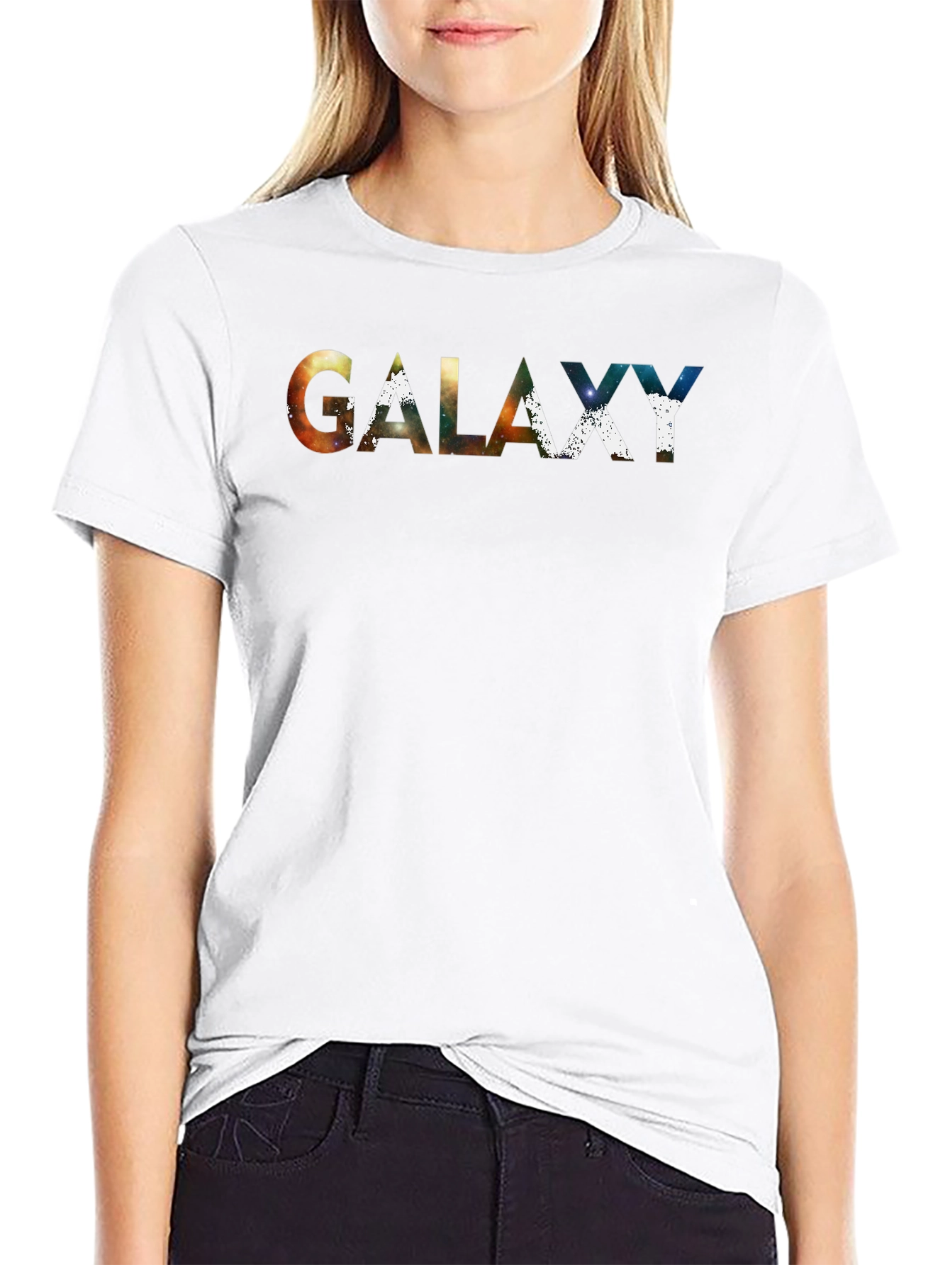 Galaxy Print Crew Neck T-Shirt - Space Design Tee