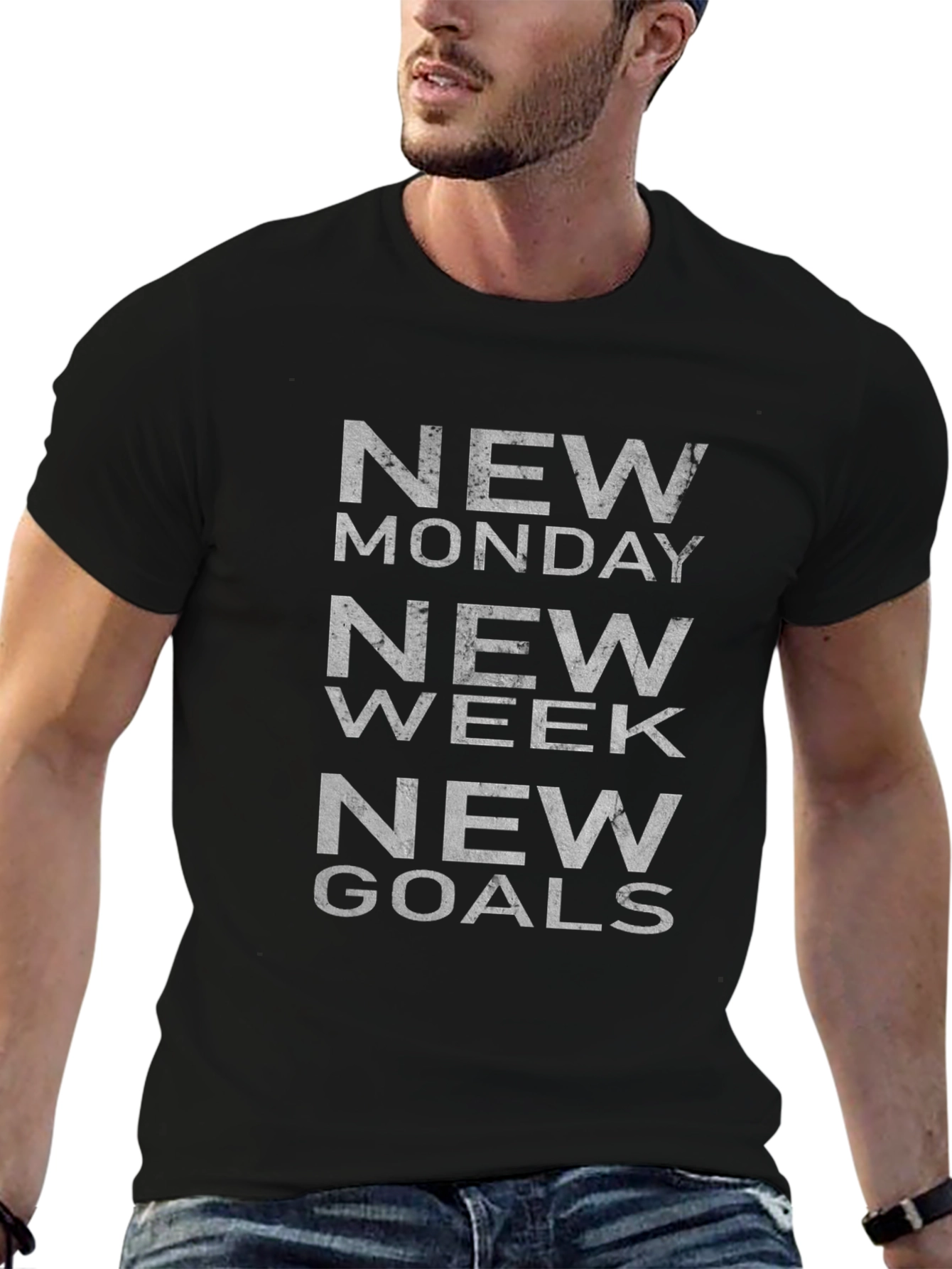 New Monday Week Goals Black T-Shirt