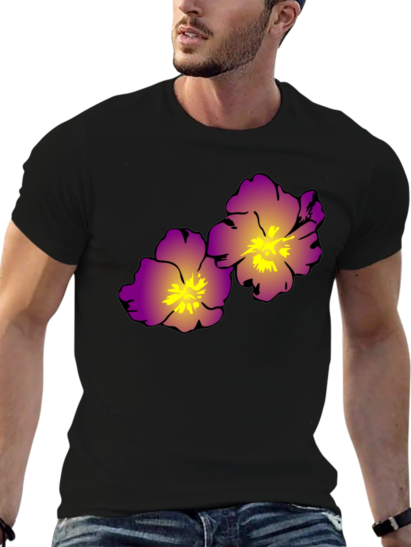 Floral Print Black T-Shirt
