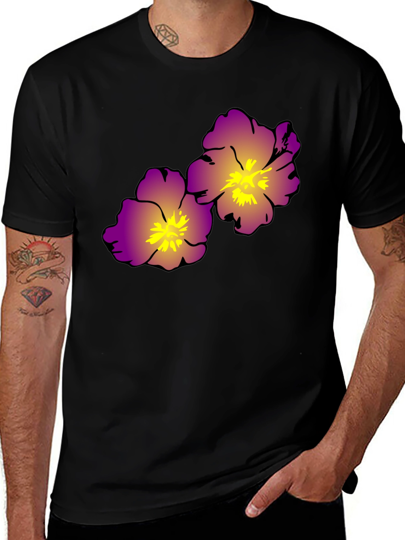 Floral Print Black T-Shirt