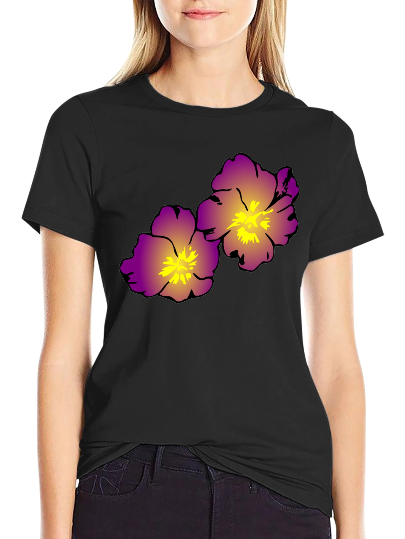 Floral Print Black T-Shirt