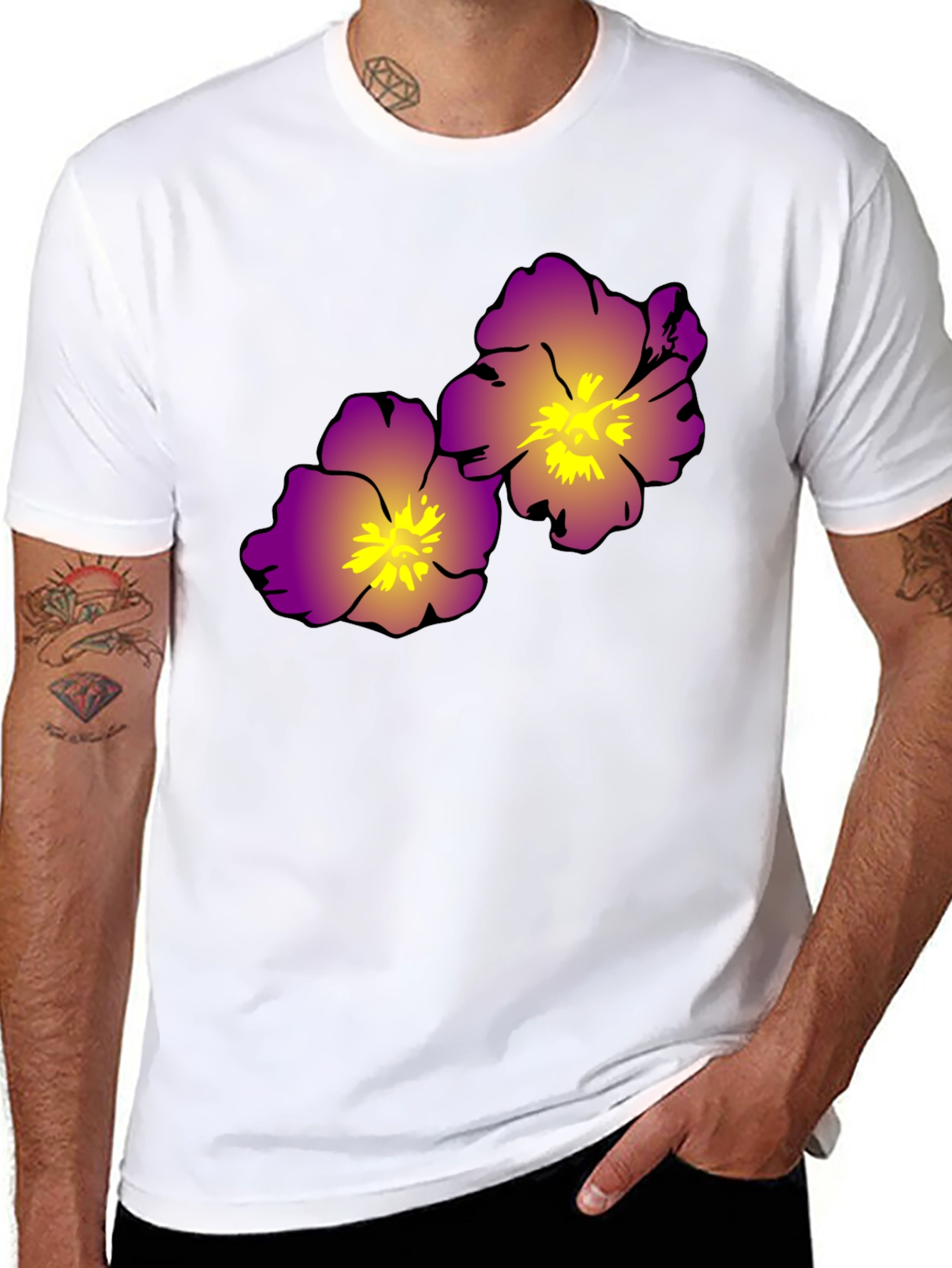 Floral Print Black T-Shirt