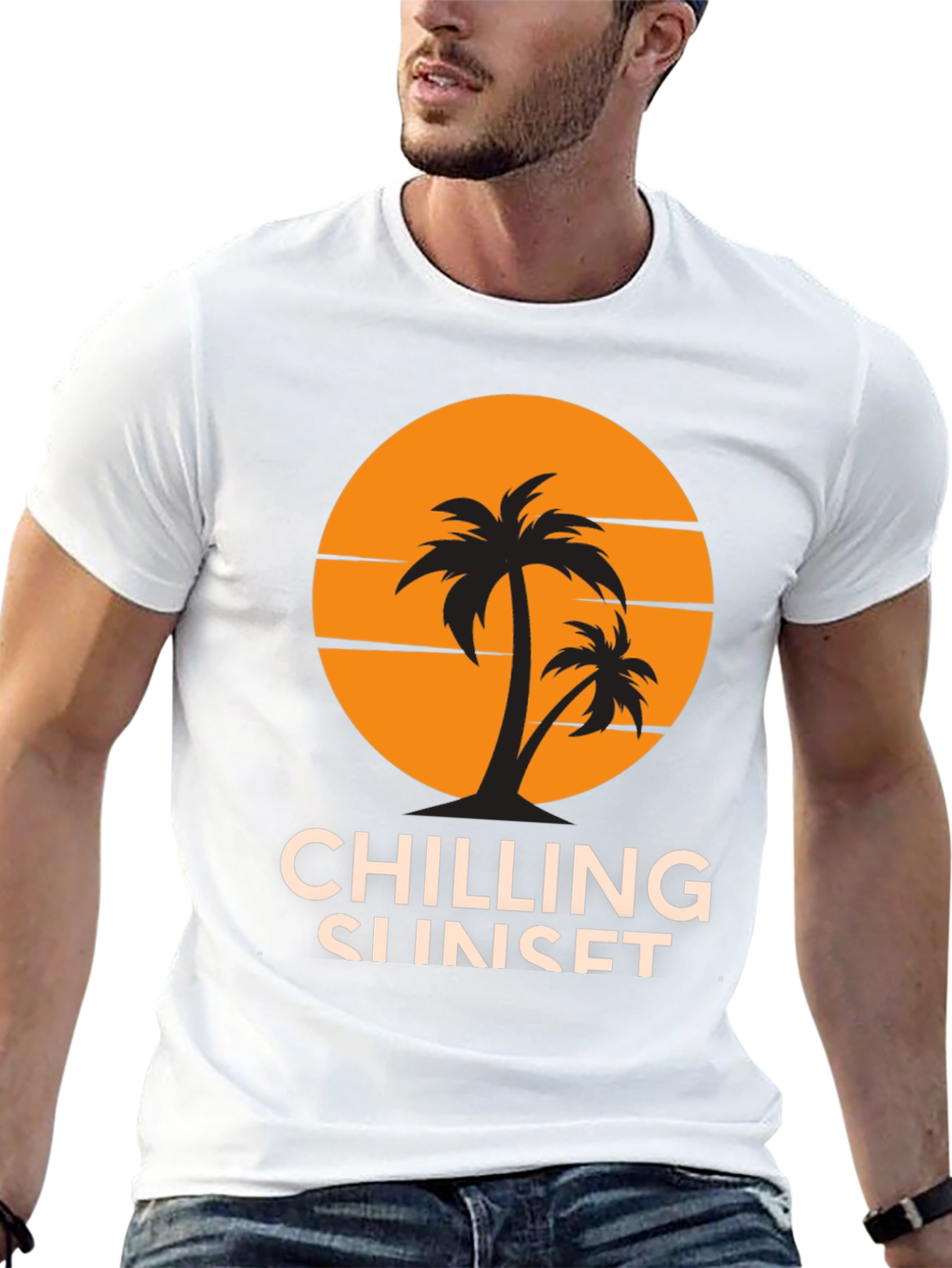 Chilling Sunset Graphic Tee - Tropical Vibes!