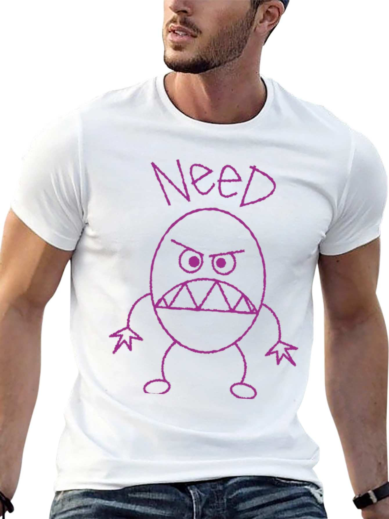 Need Monster Graphic Tee - Black Cotton Casual Shirt