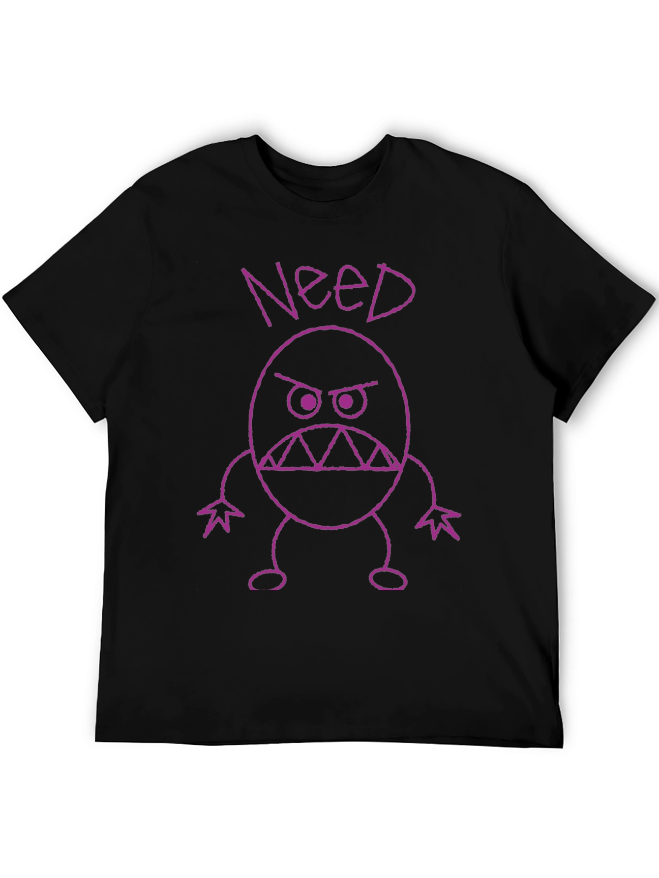 Need Monster Graphic Tee - Black Cotton Casual Shirt