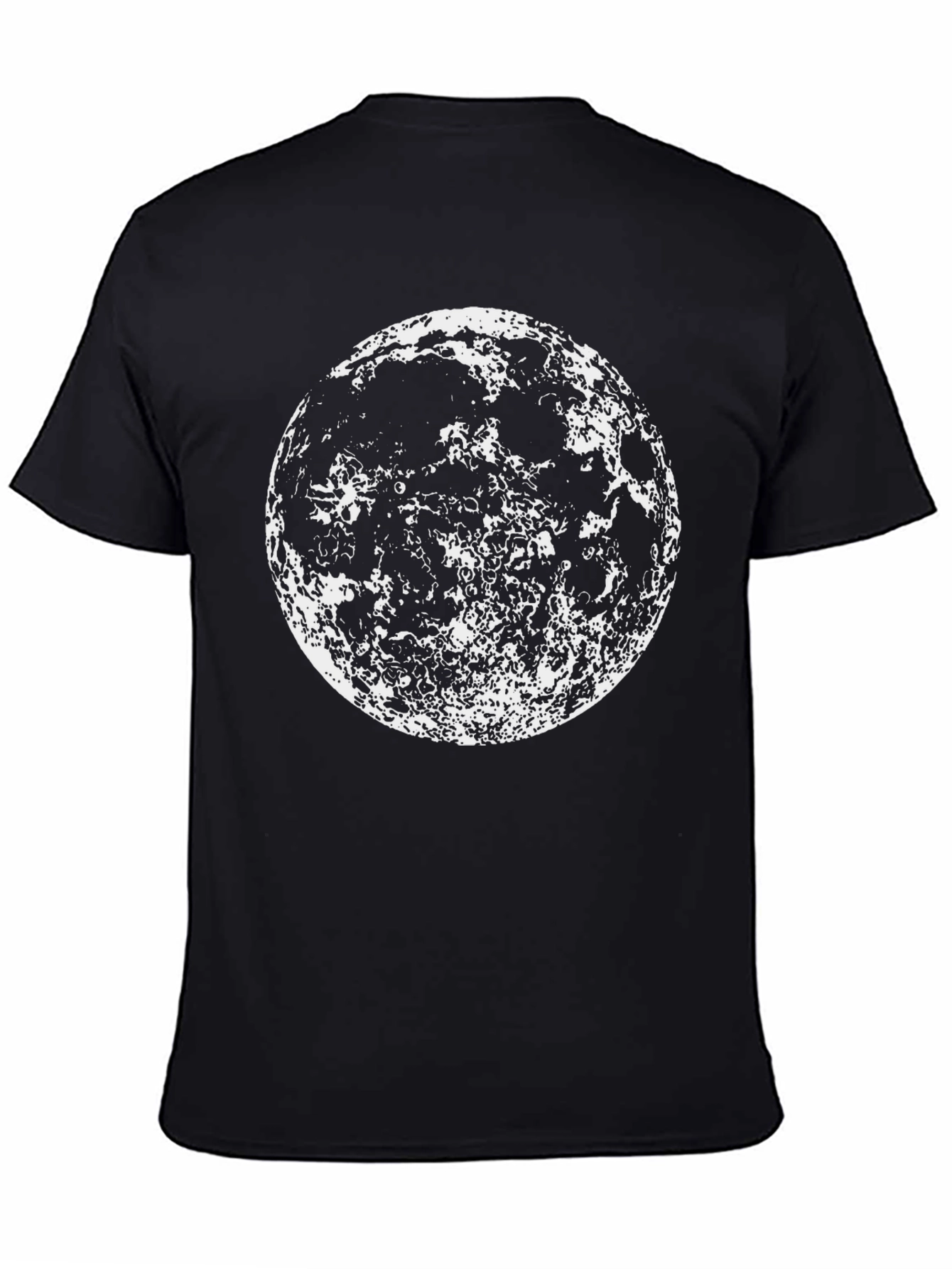 Lunar Graphic Tee -  Black Cotton Moon Print Shirt
