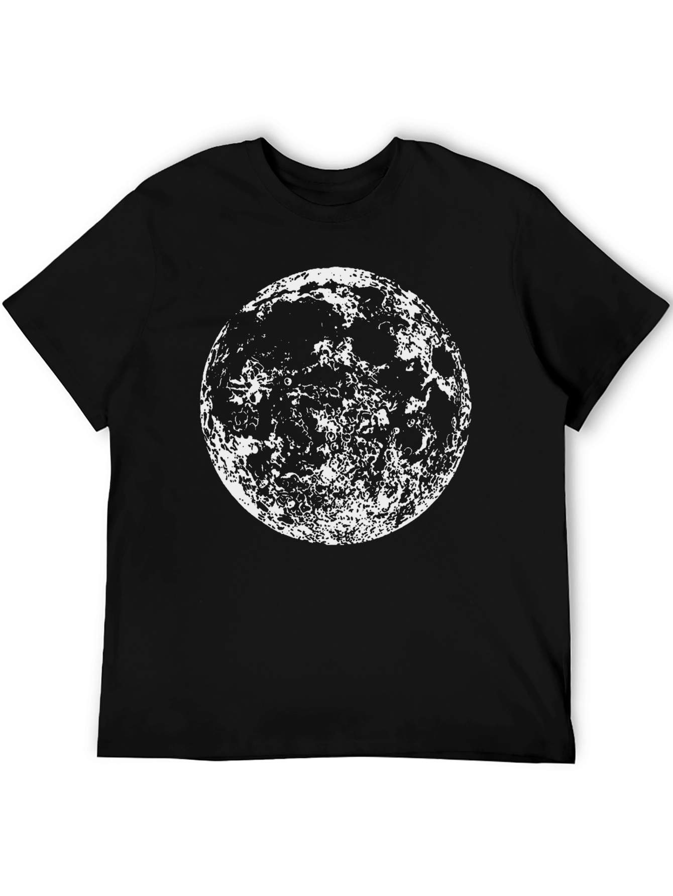 Lunar Graphic Tee -  Black Cotton Moon Print Shirt