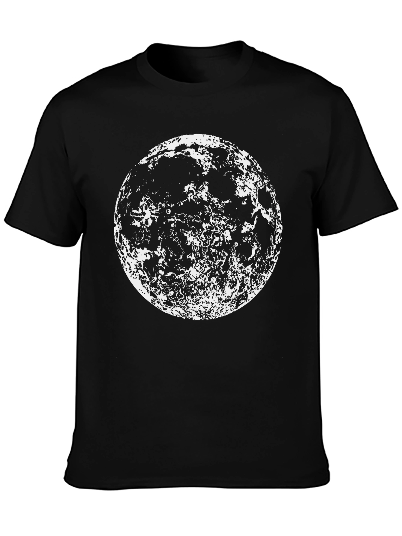 Lunar Graphic Tee -  Black Cotton Moon Print Shirt