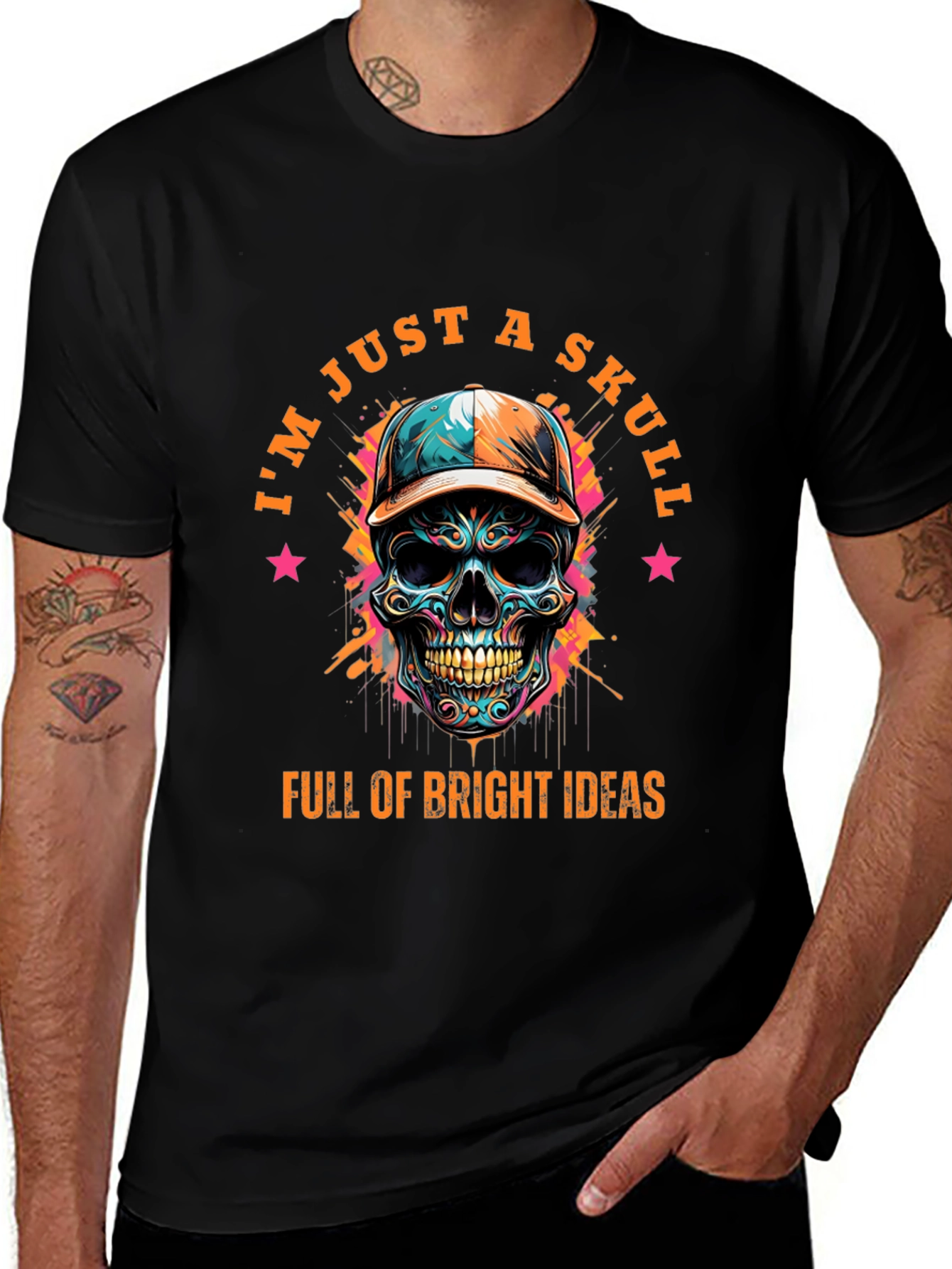 Skull with Cap Graphic T-Shirt - Bright Ideas
