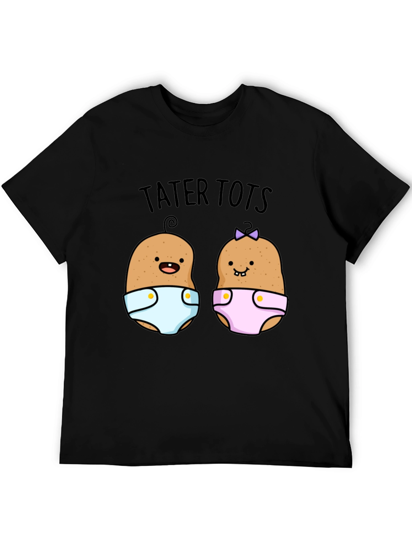 Tater Tots Graphic Print Black T-Shirt