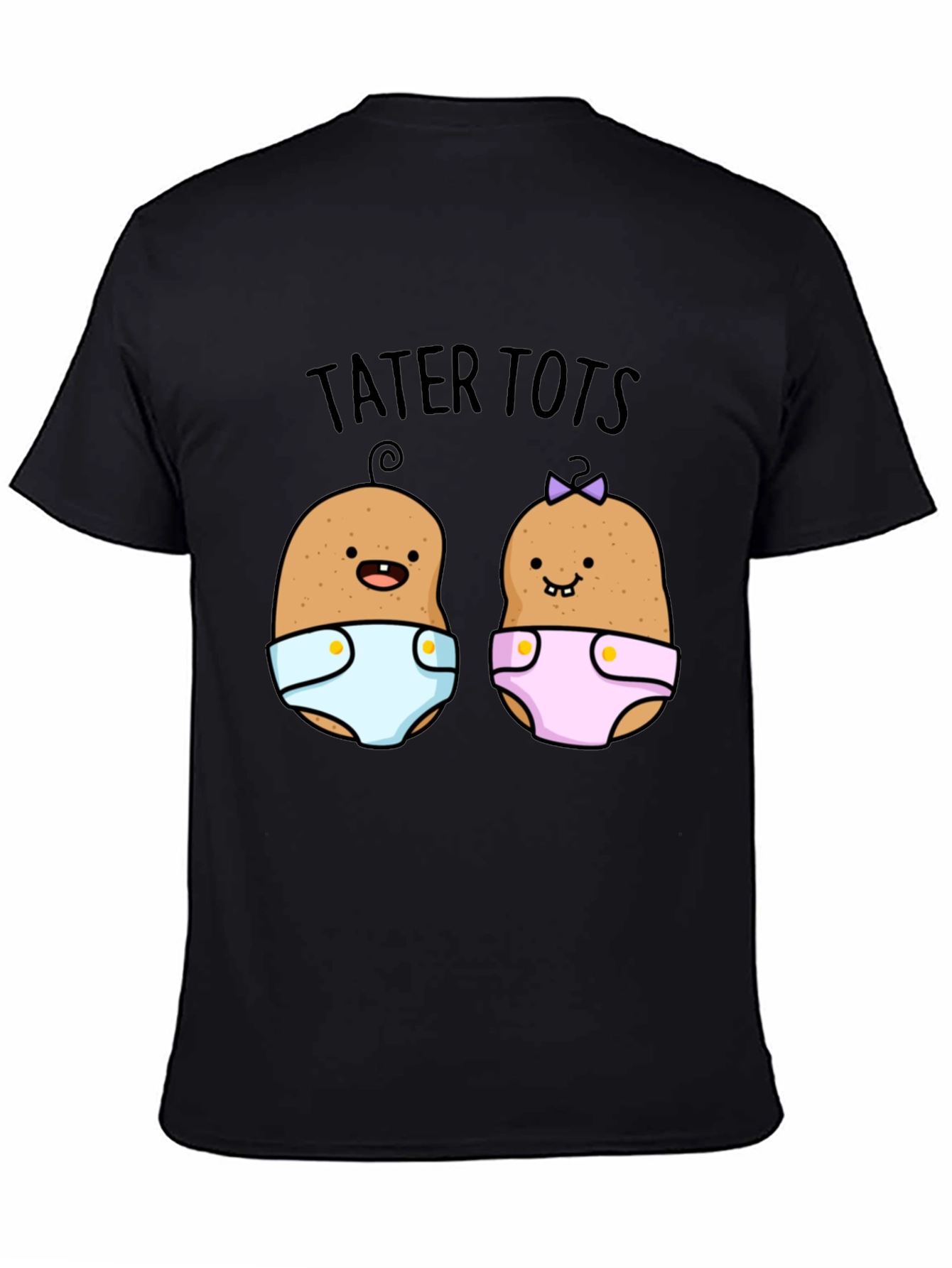 Tater Tots Graphic Print Black T-Shirt