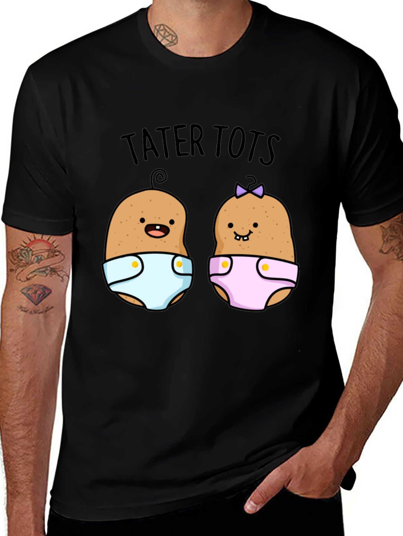 Tater Tots Graphic Print Black T-Shirt