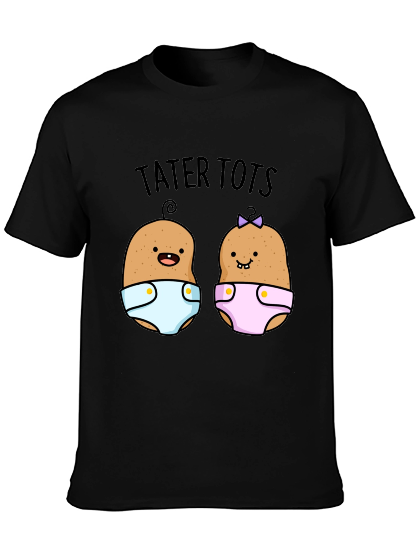 Tater Tots Graphic Print Black T-Shirt